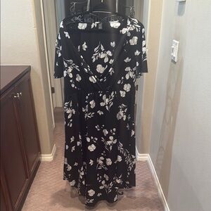 Elegant Black and White Floral Dress